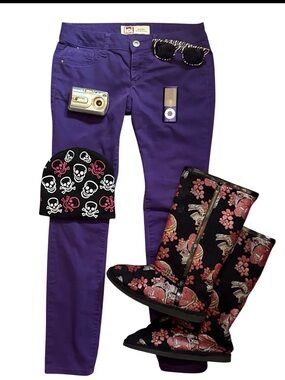 Lee Women's Purple Slim low rise Y2K scene style Jeans